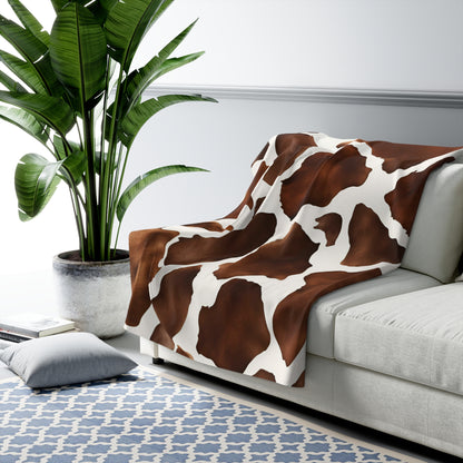 Giraffe Print Sherpa Fleece Blanket - Cozy Animal-Themed Throw for Home Decor