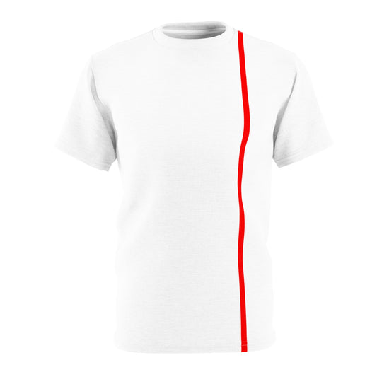 Minimalist Unisex Cut & Sew Tee with Red Accent Line