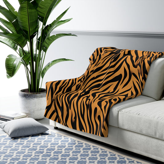 Stylish Tiger Print Sherpa Fleece Blanket for Cozy Living