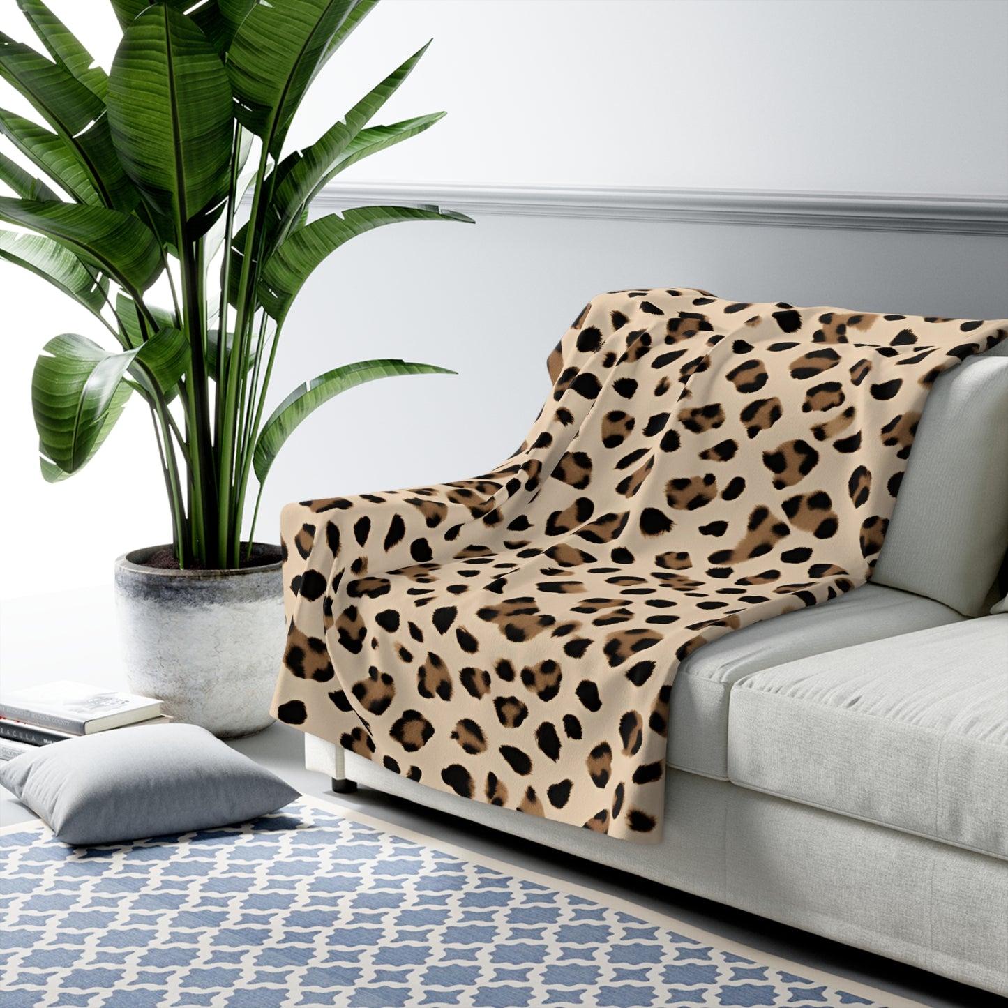 Cozy Leopard Sherpa Fleece Blanket - Perfect for Home Decor & Gifting