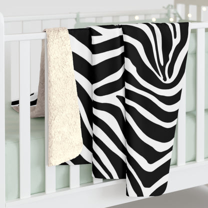 Zebra Print Sherpa Fleece Blanket – Cozy & Stylish Throw for Home Decor