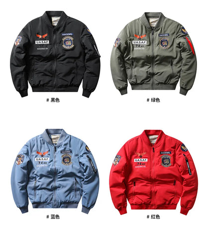 Bomber Jacket - Ma1 Air Force Pilot Coat (Winter Male Green Blue Khaki)