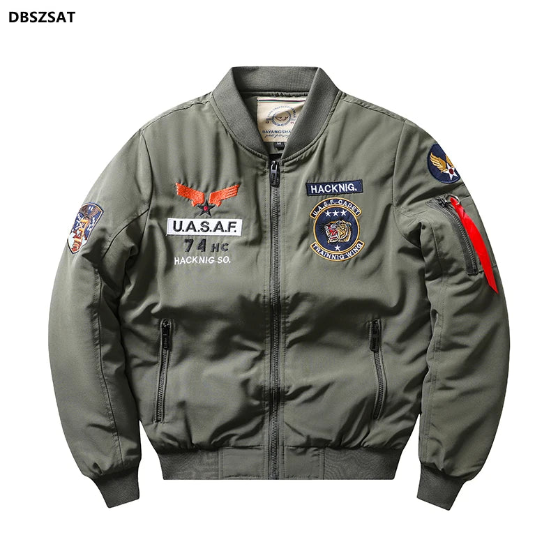 Bomber Jacket - Ma1 Air Force Pilot Coat (Winter Male Green Blue Khaki)