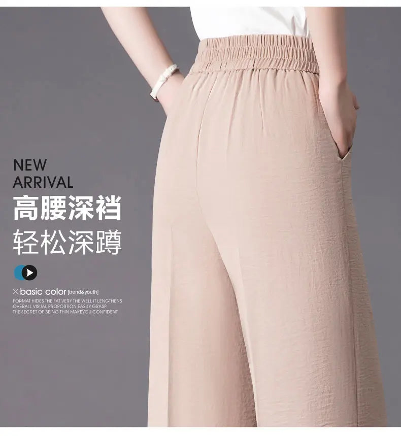 Fashion Women's Loose Leg Pants - Streetwear Korean Clothing (All-match Casual High Waist Solid Cropped Trousers)