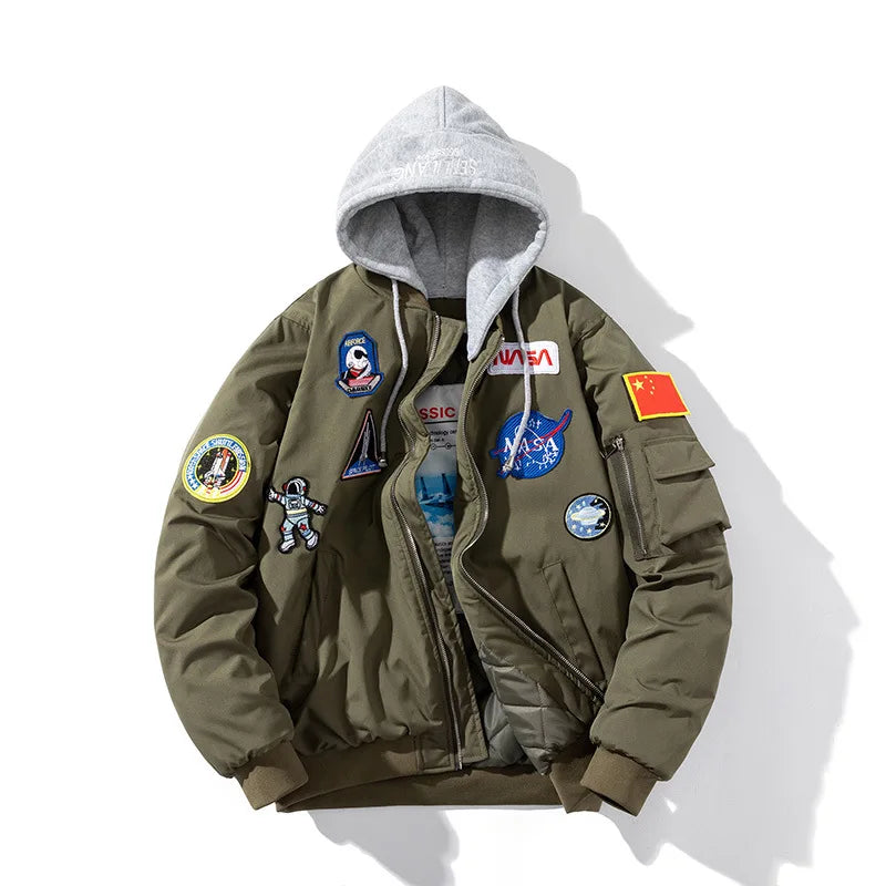 Embroidery Men's Bomber Jackets - Pilot Jacket, Hip Hop, Streetwear