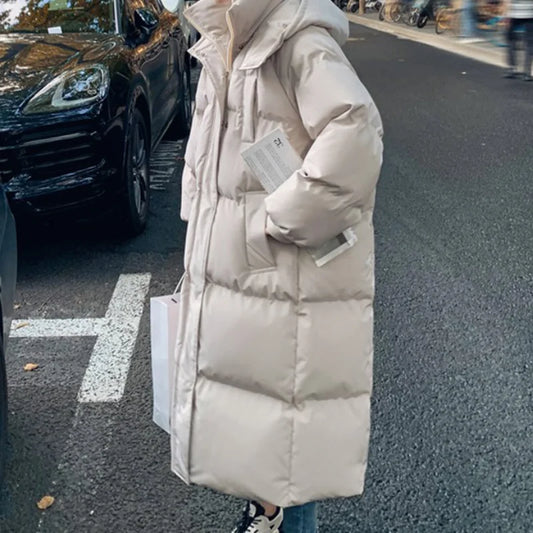 Women's Casual Down Coat - Warm Hooded Long Coat Long Sleeve Coat