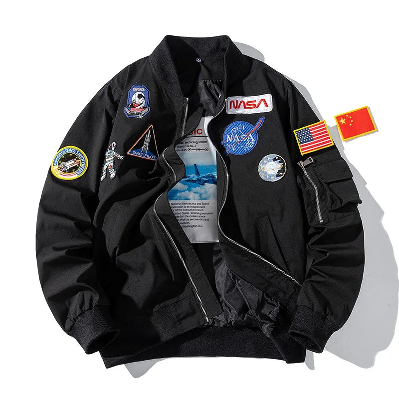 Embroidery Men's Bomber Jackets - Pilot Jacket, Hip Hop, Streetwear