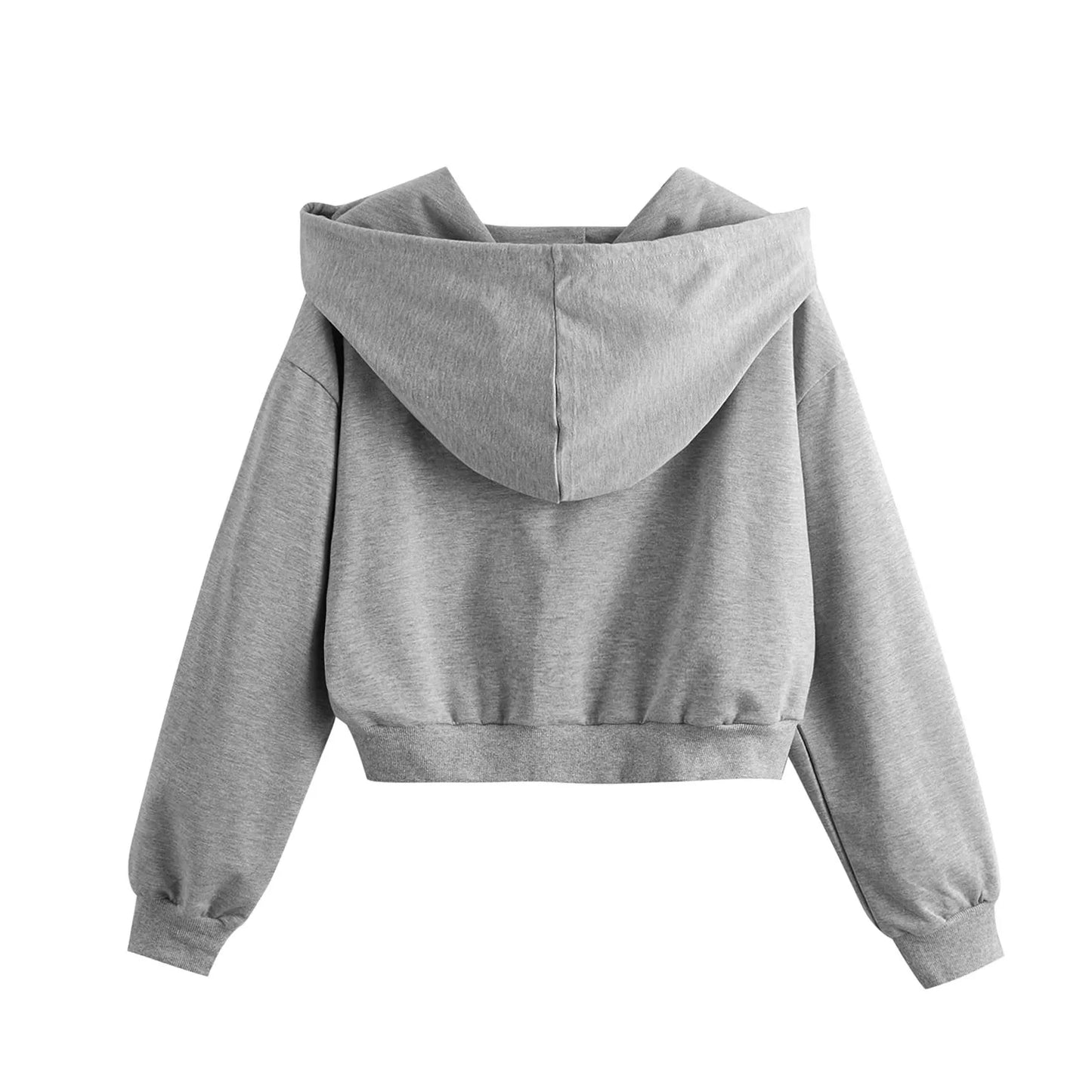 Women Fall Crop Hoodie Casual Long Sleeve Hooded Short Sweatshirt Spring Basic Soft Loose Pullover Tops Female Streetwear