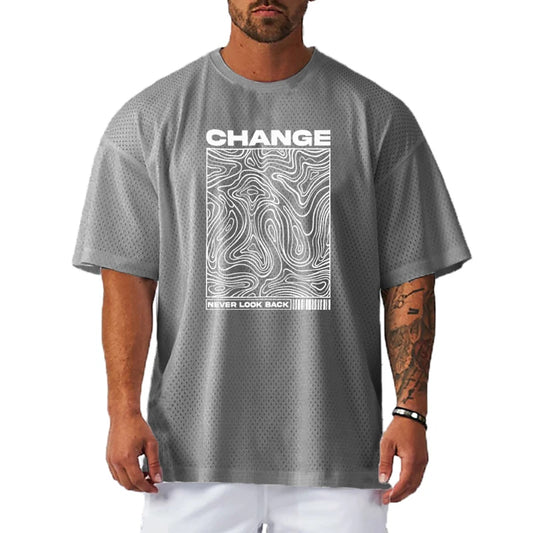 Change Never Look Back - Print Oversized T-Shirt, Quick Dry Shirt