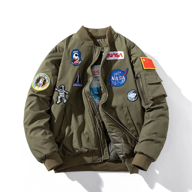 Embroidery Men's Bomber Jackets - Pilot Jacket, Hip Hop, Streetwear