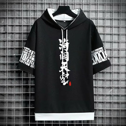 t shirt for men clothing streetwear Hoodies korea 반팔티 hat t-shirt print graphic Casual tshirt anime sports gym hoodie oversized